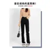 Jeans Rectos Negros para Mujer Otoño e Invierno 2024 Tendencia Versátiles Nuevos de Cintura Alta Pierna Estrecha Ancha Pantalones Tubo con Forro Polar
