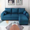 Sofá de algodón y lino estilo nórdico, diseño moderno y minimalista, adecuado para salas de estar, disponible en configuraciones de fila recta de tres y cuatro plazas, y en esquina, con fundas extraíbles y lavables, y un marco de madera maciza