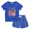 Conjunto de Camiseta e Shorts de Gola Redonda de Verão 2026 para Crianças Estilo Coreano Casual Absorvente de Suor Cor Doce Conjunto de Moletom para Crianças Pequenas
