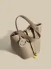 Bolso Canasta de Piel de Vaca de Primera Capa Clásico, Bolso Cubo de Piel Genuina de Lujo Ligero y de Gama Alta, Bolso de Mano de Moda Transfronteriza y Versátil
