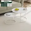 Estilo Crema Mesa de Centro Nueva Sala de Estar Retráctil Hogar Lujo Ligero Simple Vidrio Apartamento Pequeño Celebridad de Internet Mesa Redonda Casa de Alquiler