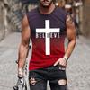 Europa y Estados Unidos verano transfronterizo nuevo comercio exterior para hombre Amazon chaleco explosivo impresión degradada 3D cuello redondo chaleco para hombre