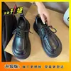 Sapatos de Couro Elegantes com Salto Plataforma para Aumentar a Altura para Mulheres, Novos Mocassins Versáteis Estilo Britânico para Primavera e Outono de 2025, Sapatos JK