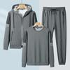 Traje de Cárdigan de Punto de Talla Grande para Primavera y Otoño para Hombre, Tres Piezas, Ropa Deportiva Casual Juvenil para Combinar con Todo, Logotipo Estampado