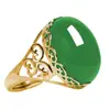 Anillo de Apertura Estilo Étnico Weiya Nuevo Estilo Material de Cobre Imitación Calcedonia Verde Color Ágata Rojo Verde Tesoro Anillo para Mujer