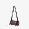 Bolso de Hombro Cilíndrico de Cuero de Color Sólido con Cremallera de Gama Alta para Mujer, Bolso de Mano y Bolso Cruzado Hechos a Medida, Bolso de Hombro Cruzado Estilo Retro Europeo y Americano