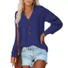 Estilo Europeu Estação Independente Botão Malha Solta Manga Longa Cor Sólida Suéter Feminino Outono Inverno Novo Casual Top