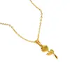 Collar de rosa de acero inoxidable 304 para mujer, cadena de clavícula de lujo ligero, joyería de nicho, exquisito collar con colgante de flor