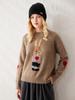 Suéter de Cachemira al por Mayor para Mujer Cuello Redondo 100% Cachemira Pura Otoño e Invierno Nuevo de Dibujos Animados Manga Hombro Caído Suéter de Punto Engrosado