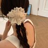 Estilo Igual de Zhao Lusi Branco Estilo Ballet Renda Vazada Elástico de Cabelo Tecido Scrunchie Scrunchie Estilo Coreano