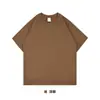 Camiseta de Algodón Puro de Doble Hilo Cepillado de Peso Pesado 320g, Hombro Caído, Manga Corta, Estilo de Marca de Moda de Alto Peso con Logotipo Estampado