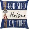 Temu Funda de Almohada Popular Día de la Independencia Estrella Camión Estampado Material de Lino Vacación Americana Sofá Almohada Decorativa