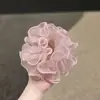 Scrunchie de Renda com Babados de Pérolas em Tela Estilo Super Fada para Mulheres, Acessório de Cabelo Elástico para Coque Estilo Preguiçoso