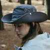 Sombrero Vaquero de Tela Verano Camping al Aire Libre Montañismo Pesca Sombrero para el Sol Protector Solar Sombrero de Pescador Plegable Sombrero de Sol