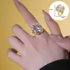 Anillo Exquisito Super Brillante de Circonita para Niñas, Lujo Accesible y Anillo de Apertura Ajustable de Gama Alta, Baño de Oro Real Simple