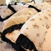 Conjunto de Cama de Inverno Classe A Luxo Leve Lã de Leite Renda Estilo Colcha Conjunto de Quatro Peças Capa de Edredom Renda Colcha Conjunto de Três Peças Conjunto de Roupa de Cama 3