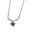 Collar con colgante de cadena de serpiente con forma de corazón de espina, estilo nacional, de cristal de circón cuadrado azul real con diseño de nicho de metal retro