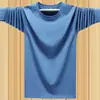 Nueva Camiseta Base para Hombre de Primavera y Otoño, Camiseta de Manga Larga de Color Sólido, Cuello Redondo para Hombre, Tallas Grandes de Color Sólido