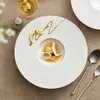 Plato de Sombrero de Paja Cerámico de Fábrica Plato Blanco para Comida Occidental Plato para Restaurante Club Plato para Comida Fría Plato con Sentido de Alto Nivel de Ambiente Adornos para Platos