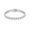 Artículo de Moda Plata de Ley S925 Superventas Transfronterizo Incrustado con Moissanita de 5.0mm Pulsera Tenis Versátil para Compromiso y Boda
