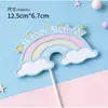 Celebridad de Internet Feliz Arcilla Suave Pastel de Cumpleaños Arcoíris Decoración Globo Colorido Vela Colorida Horneado Feliz Cumpleaños Enchufe