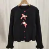 Nuevo Abrigo de Otoño e Invierno para Mujer Elegante Lindo Estilo Dulce Coreano Suave Cera Hebilla de Corazón Manga Larga Tejido