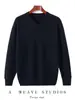 Suéter Novo de Cashmere 100 Montanhas Outono e Inverno Suéter de Malha Interno de Alta Qualidade Gola V Cor Sólida Suéter Quente Camisa Base Masculina