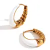 Moda Europea y Americana Sencillos de Alta Gama Pendientes de Acero de Titanio Acero Inoxidable Chapado en Oro de 18K Forma de Pera Roscados Goteo de Aceite Pendientes Pequeños para Mujeres