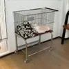 Cesta de Lavandería de Acero Inoxidable de Doble Capa, Cesta de Almacenamiento para Ropa Sucia, Estante Móvil para Baño, Cesto para Ropa Sucia, Estante de Almacenamiento con Carrito