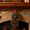 Árbol de Navidad invertido transfronterizo planta verde artificial colgante de puerta flor de Pascua piña cono de pino lazo decoración de pared decoración de casa de vacaciones