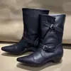 Botas sin cordones 2026 otoño e invierno moda botas sin cordones hasta la rodilla punta redonda con aumento interno de altura y sensación relajada, botas de gamuza para mujer