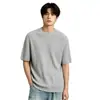 Camisa de punto de seda helada para hombre, de manga corta, cuello redondo acanalado, estilo casual y sofisticado de verano, versátil y adelgazante, disponible para venta al por mayor