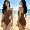 Maiô peça única para mulheres 2026 novo estilo estampa de flor de caju emagrecimento esconder barriga maiô com amarração no pescoço verão alta qualidade