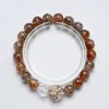 [Historias Antiguas] Pulsera de Cristal Blanco Natural para Mujer Versátil de Alta Calidad Oro Negro Súper Dorado Lámina de Oro Pulsera de Carpa al Por Mayor