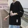 Camiseta de Manga Siete Puntos de Marca de Moda de Verano para Hombre Holgada Tallas Grandes Plus Fat Ropa de Manga Corta de Seda Helada Manga Media de Cinco Puntos de Moda