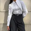 Camisa Blanca Estilo Francés para Mujer, Diseño de Nicho para Primavera y Otoño, Cuello de Solapa, Camisa de Punto de Manga Larga, Moderna y Versátil para el Trabajo