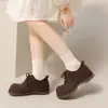 Zapatos de Mujer con Aumento Oculto de Altura, Punta Ancha, Zapatos Derby de Gamuza, Mocasines Retro con Cordones de Suela Gruesa, Zapatos de Cuero Estilo Británico, Zapatos de Vestir
