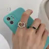 Anillo de Cadena de Corazón Vintage para Mujer Ins Tendencia Diseño de Nicho Anillo Abierto Ajustable Versátil Anillo para Dedo Índice de Personalidad