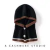 Nuevo Sombrero Bloque de Color para Mujer, Sombrero de Lana Otoño e Invierno, Gorro de Punto Cálido Protector de Orejas, Sombrero Frío de Cachemira para Ciclismo al Aire Libre, Invierno
