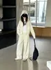 Conjunto de Ropa de Otoño para Niñas 2026 Estilo Coreano Sudadera con Capucha y Cremallera Pantalones de Pierna Ancha Conjunto Deportivo Elegante
