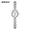 Relógio de Pulseira Mokago Prata Feijão Luz de Luxo Padrão Sol Relógio à Prova d'Água Liga com Disco Compacto Relógio de Quartzo para Mulheres