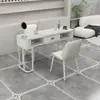 Conjunto de mesa y silla de manicura moderno, mesa de trabajo simple de estilo nórdico para salón de uñas, mesa de manicura de doble tapa de vidrio estilo japonés