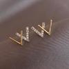 Exquisitos pendientes de botón con doble V en plata 925, elegantes y modernos, versátiles y de verano, para celebridades de Internet.