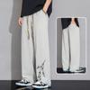 Calça Casual Nasa para Homens, Novo Estilo Primavera e Outono 2026, Calça de Linho Solta de Perna Reta de Verão, Bordada Primavera Jovem