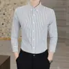 Recomendación de Venta Caliente: Camisa de Manga Larga a Rayas de Cuatro Colores Estilo Nuevo Ligero de Negocios