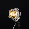Joia Huabi nova de 2024 diamante de alto carbono corte flor de gelo diamante amarelo incrustação de cobre terno de moda 10*14-10*12