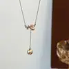 Colar Corrente Clavícula Zircônia Manta Pérola Rosa Estilo Coreano, Versátil, Simples, Delicado, Design de Nicho, Estilo Minimalista