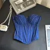 Estilo Nuevo de Principios de Primavera Adelgazante Favorecedor Moderno Elegante Versátil Azul Real Floral Espina de Pez Sujetador Mujer