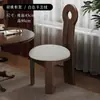 Cadeira de Jantar Vintage em Madeira Maciça Estilo Francês, Cadeira com Encosto de Designer Meio do Século, Cadeira para Toucador de Quarto Estilo Wabi-Sabi, Cadeira Chave