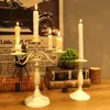 Candelabro de Estilo Francés Vintage para Mesa de Comedor, Portavelas Romántico Retro, Base para Atrezo de Fotografía Estilo Europeo, Blanco Roto